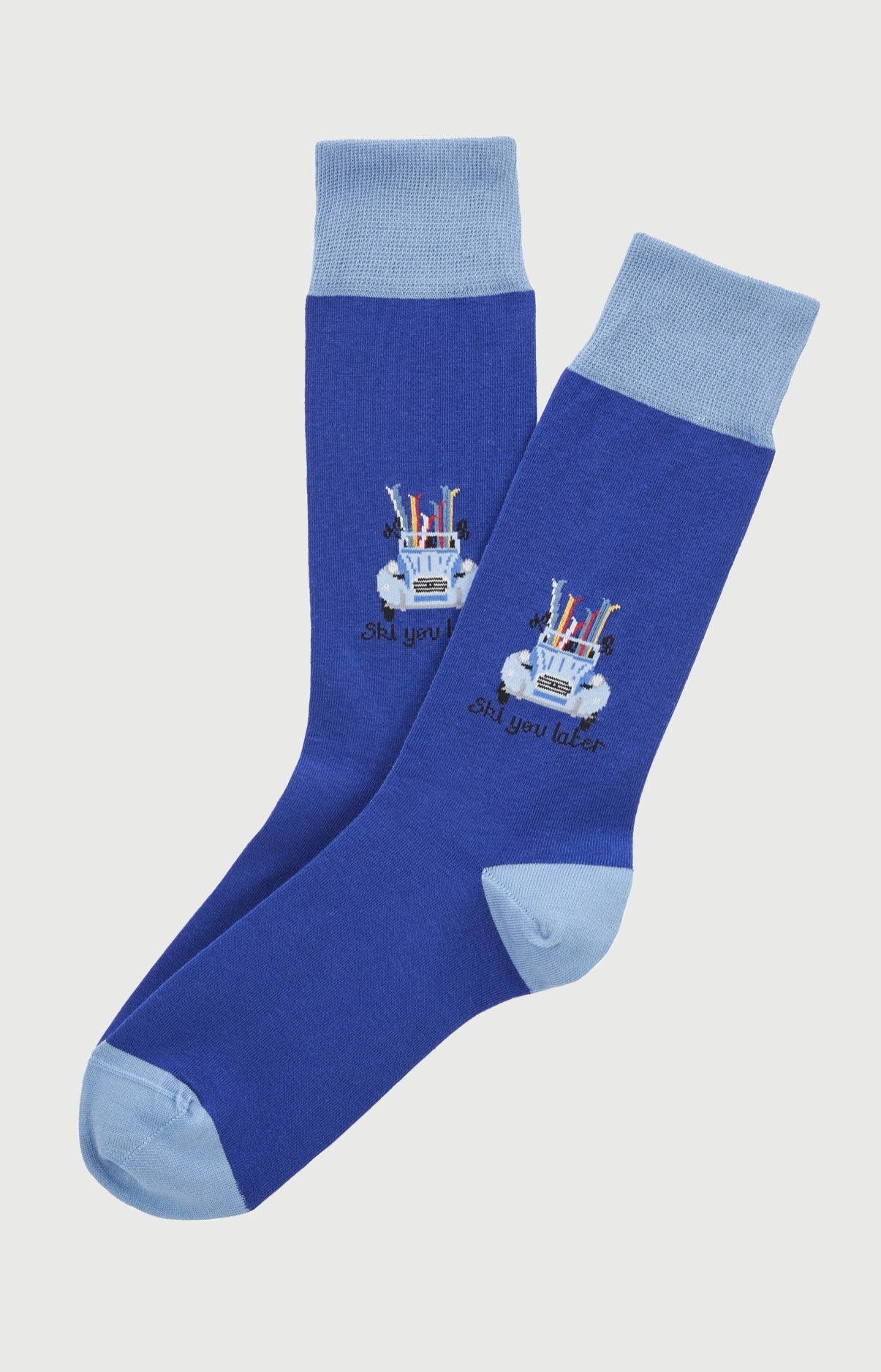 Chaussettes en coton imprimé Ski You Later Bleu, ARTHUR