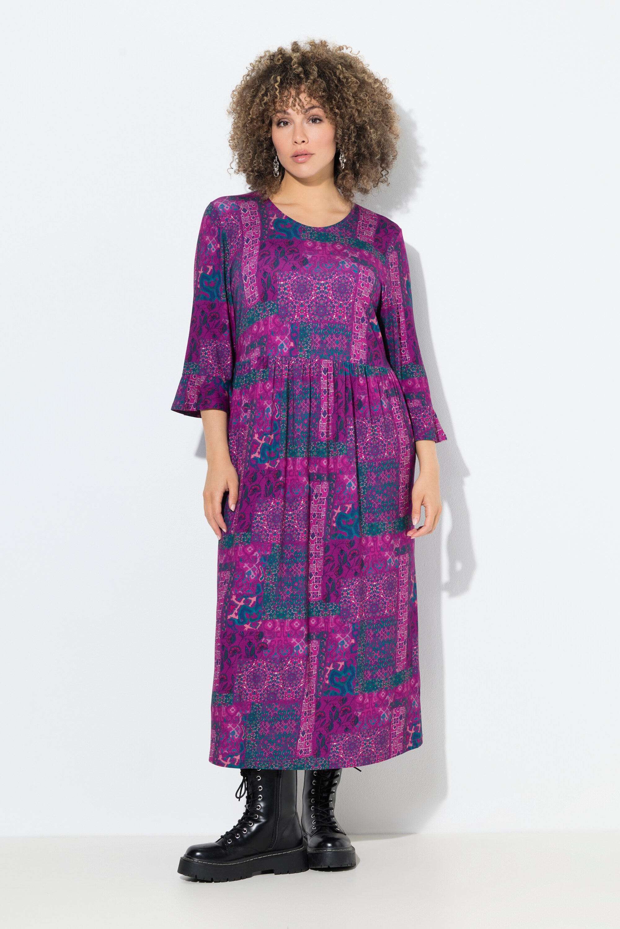 Robe midi en jersey à imprimé patchwork, ULLA POPKEN