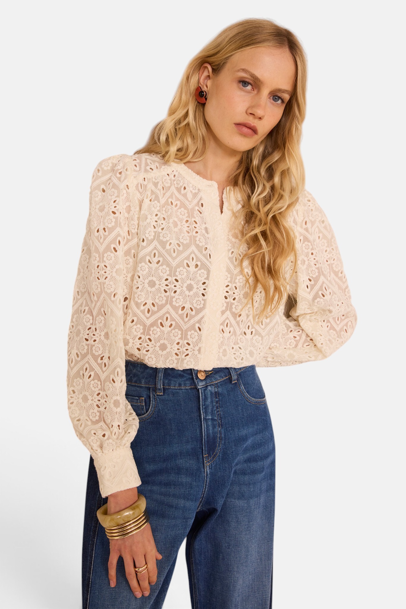 Blouse brodée à manches longues CAMOMILLE, Maison 123