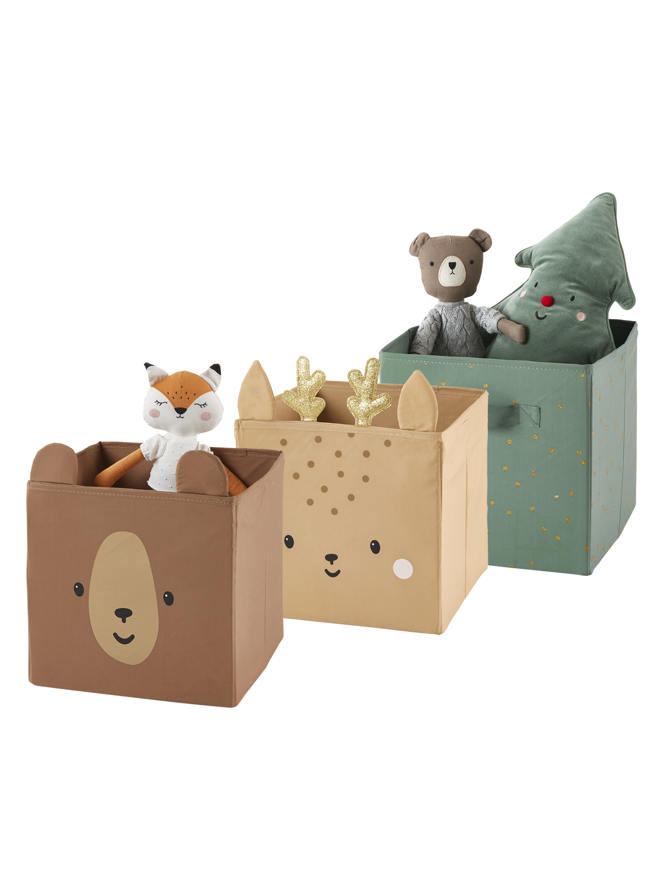 Lot de 3 bacs de rangement GREEN FOREST, VERTBAUDET
