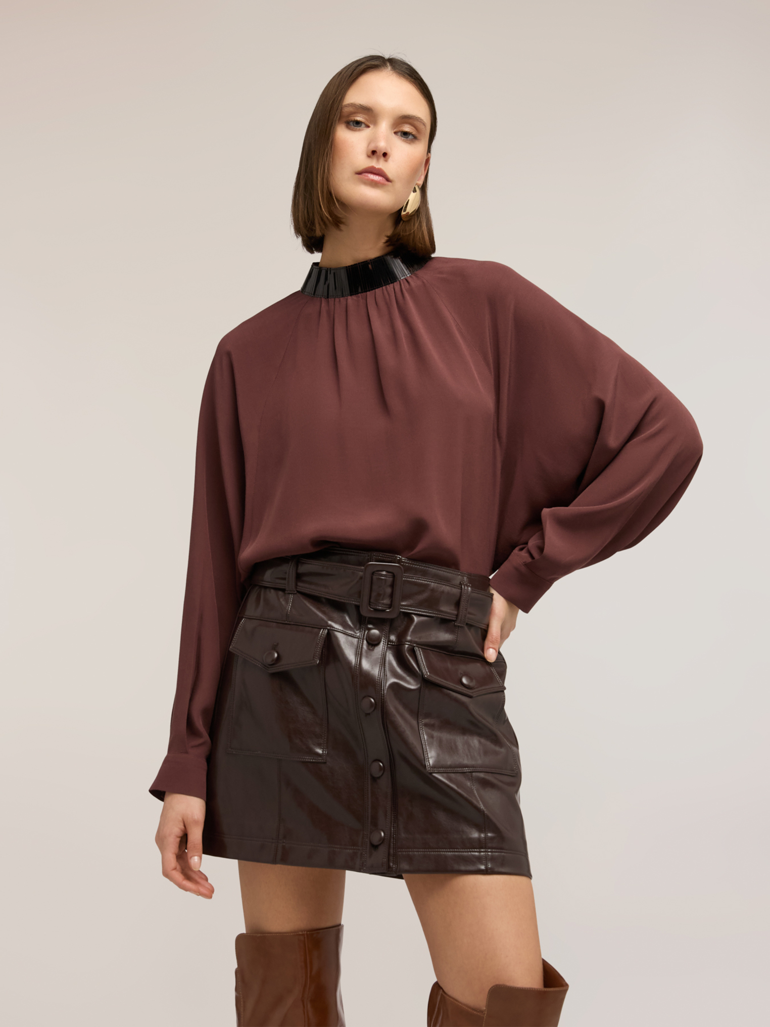 Blouse fluide avec col brodé, MOTIVI