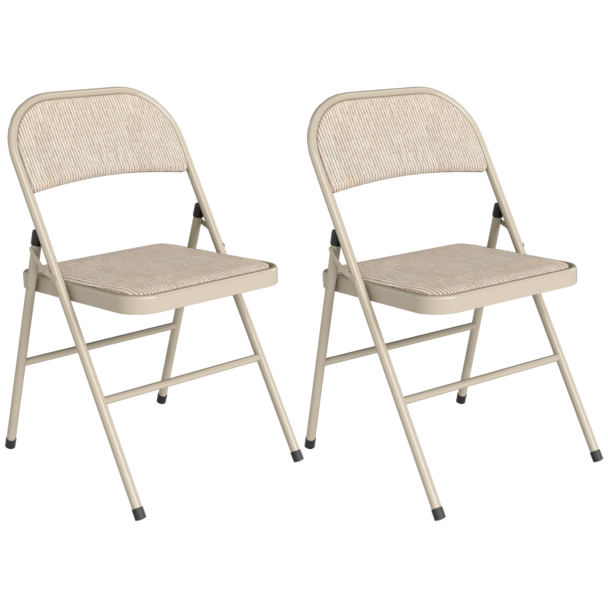 Chaise pliante Polyester Beige, HOMCOM