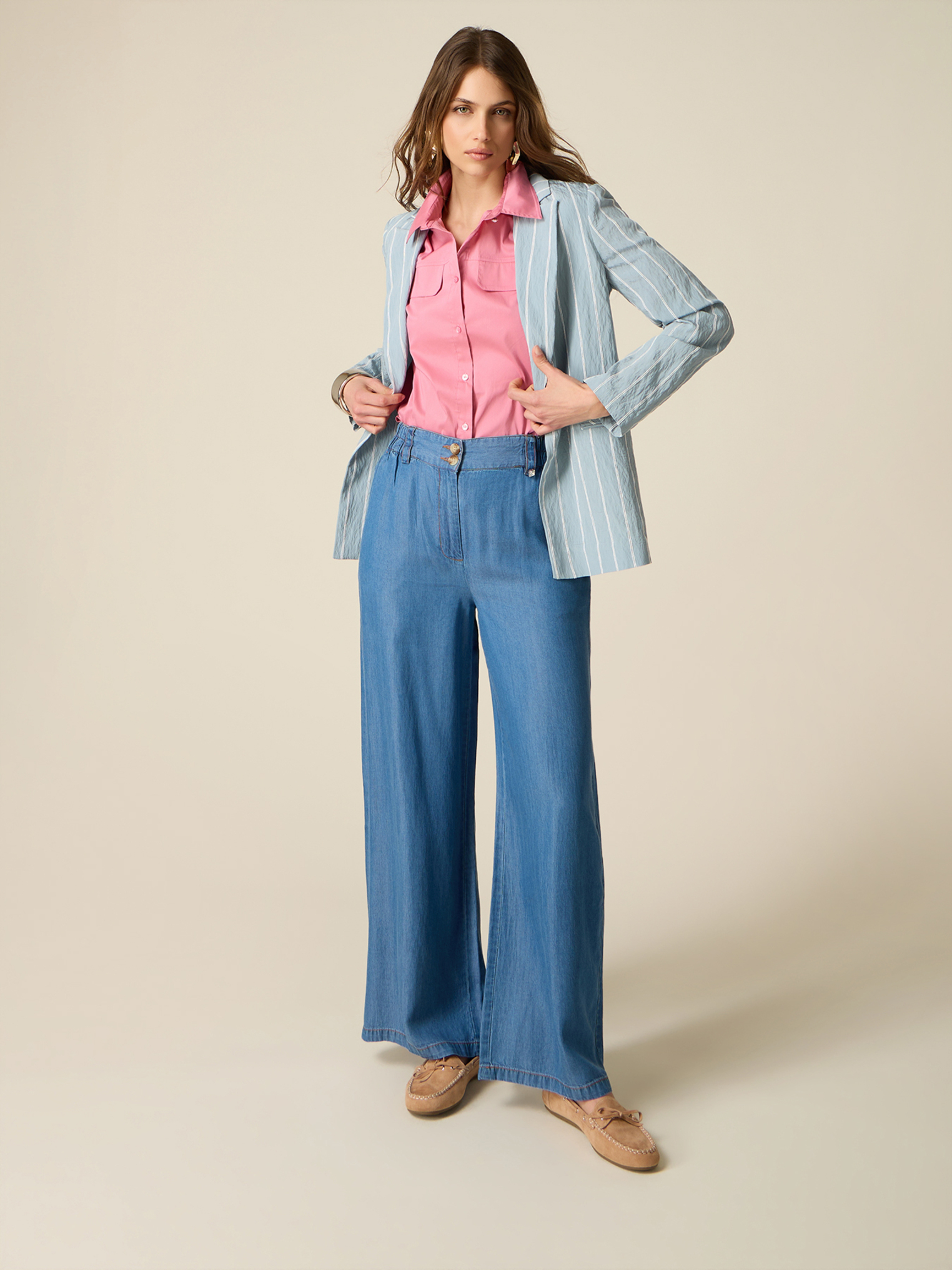 Pantalon palazzo effet denim, OLTRE