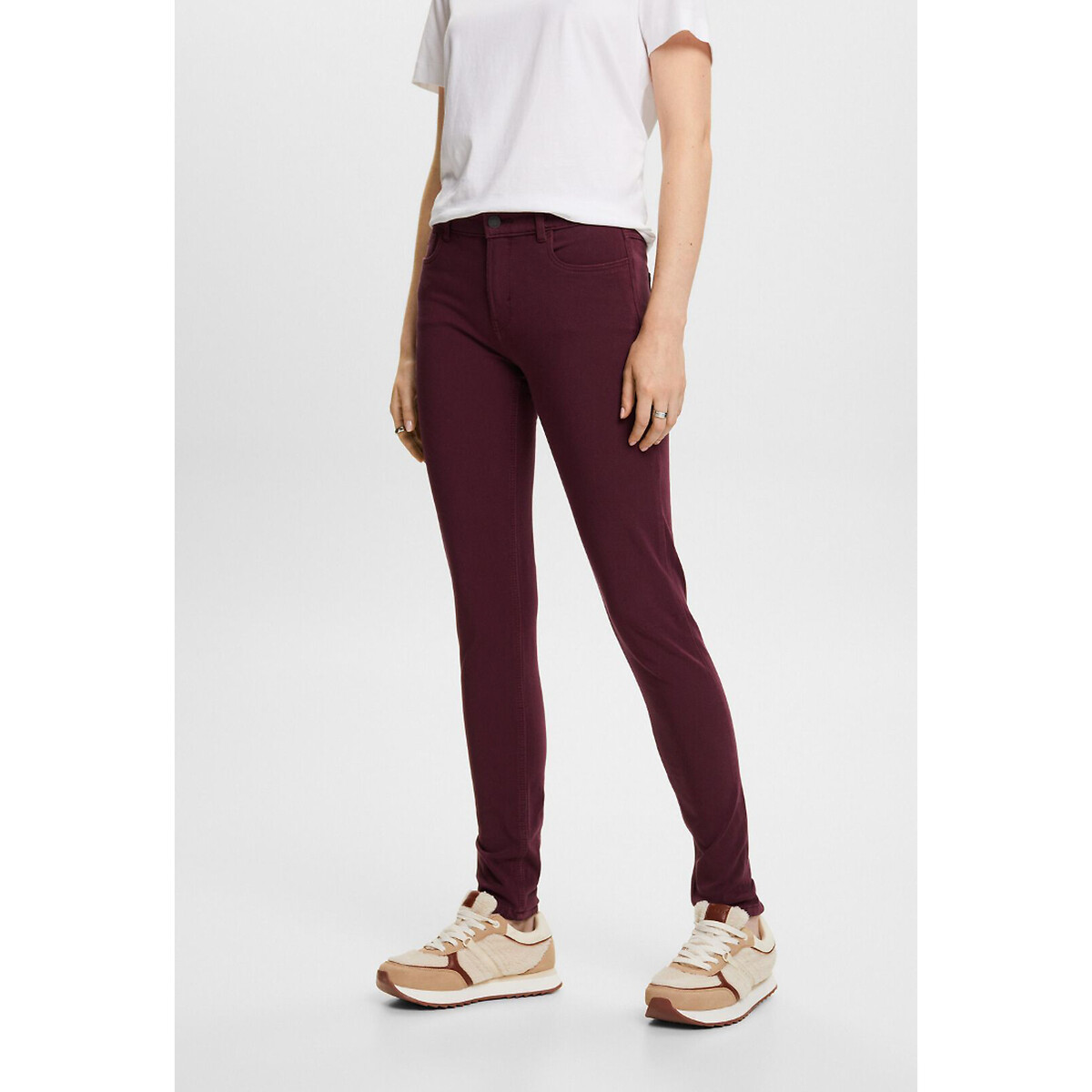 Image of Cotton Mix Skinny Trousers, Length 30"