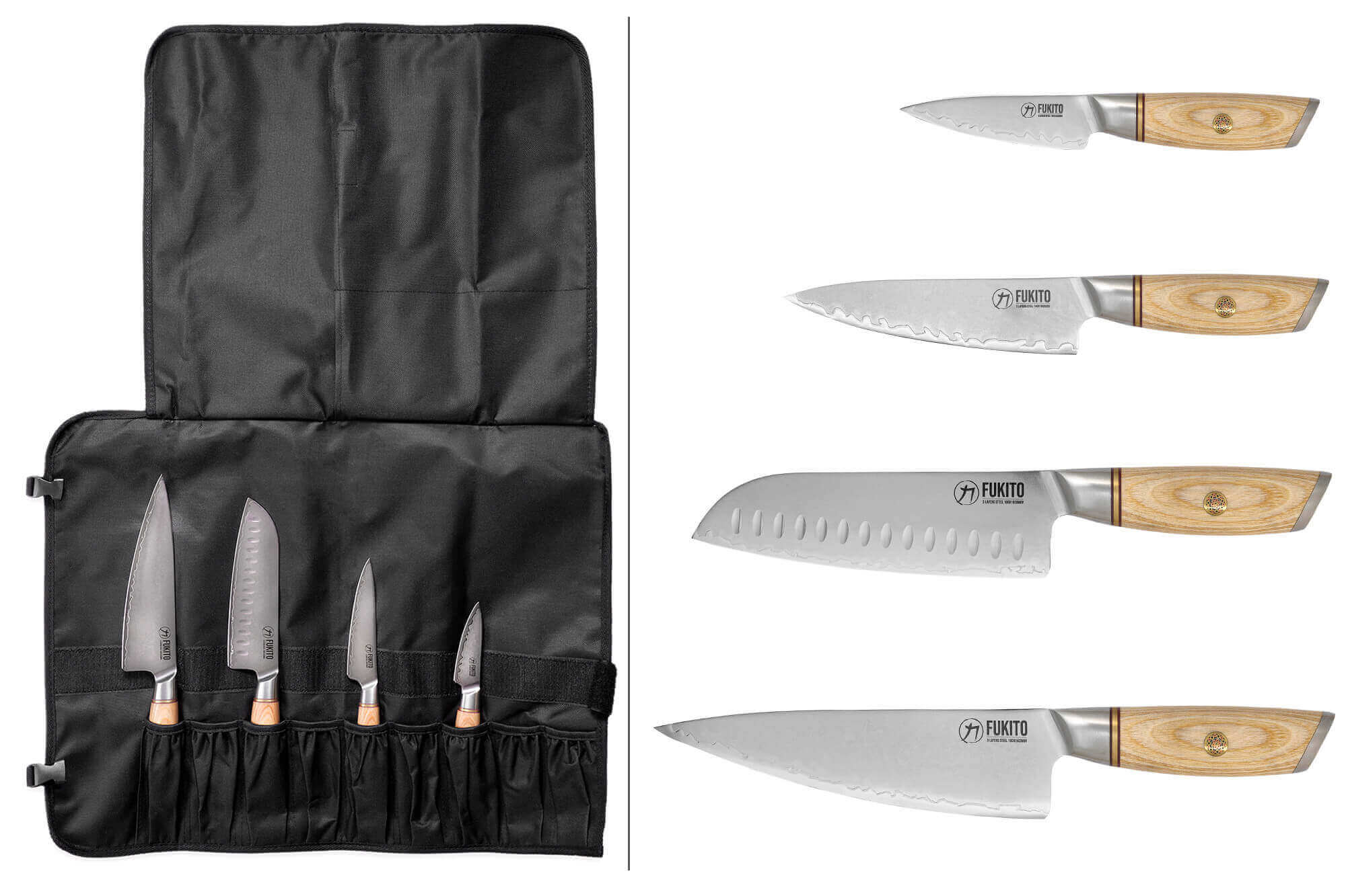 Trousse 4 couteaux de cuisine Pakka San Mai, FUKITO