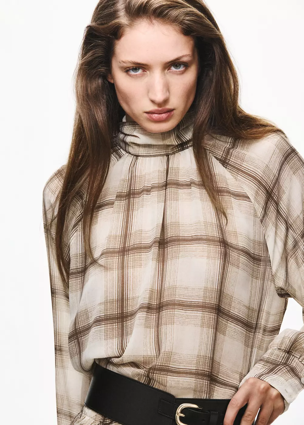 Blouse imprimée carreaux, MANGO