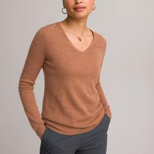 Пуловер с V-образным вырезом из тонкого трикотажа, 100% кашемир ANNE WEYBURN image