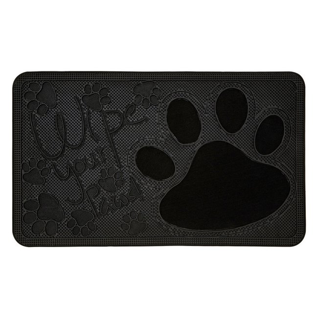 Wipe Your Paws Rubber Doormat, black, SO'HOME