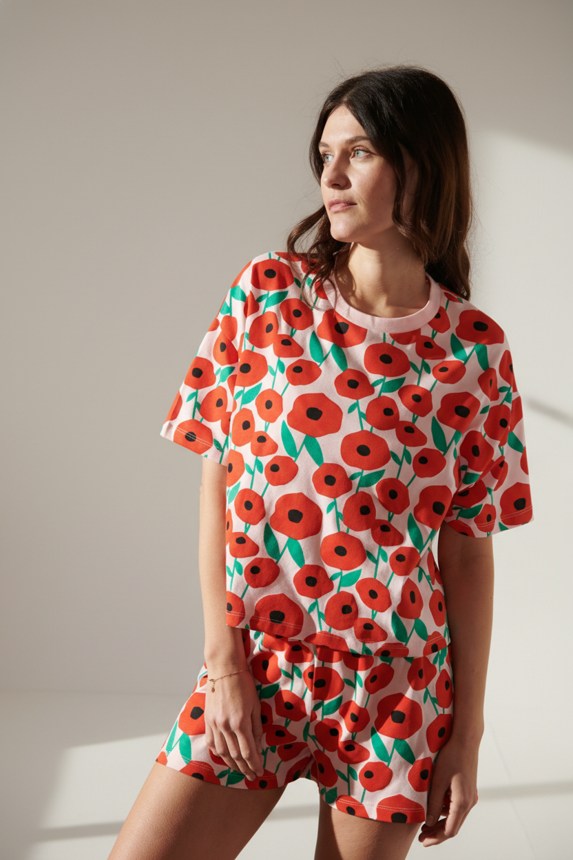 Pyjama coton imprimé coquelicots, WE ARE JOLIES
