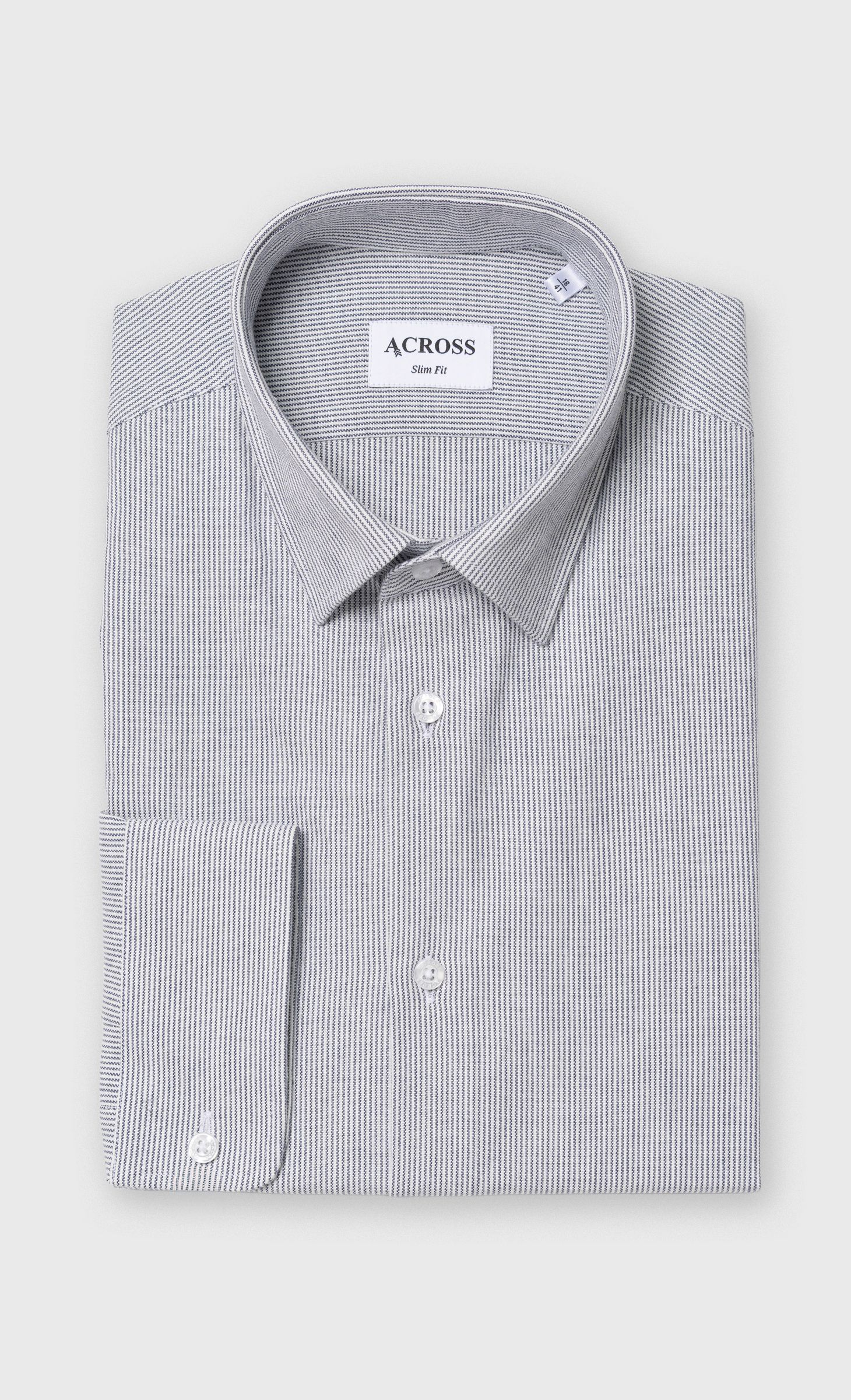 Chemise Slim fit à rayures aspect denim, ACROSS