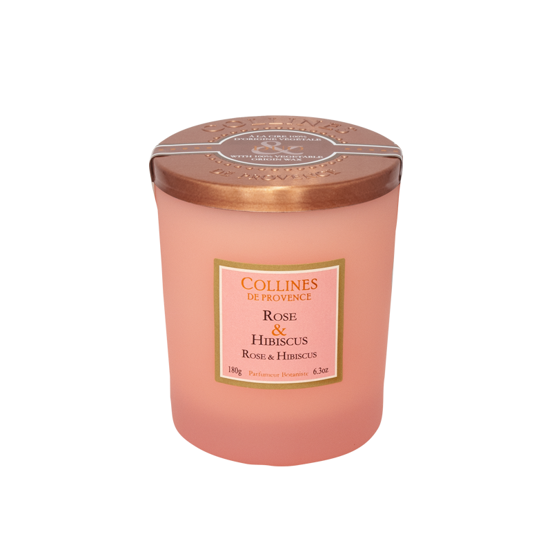 Bougie Parfumée Colorée ROSE & HIBISCUS, COLLINES DE PROVENCE