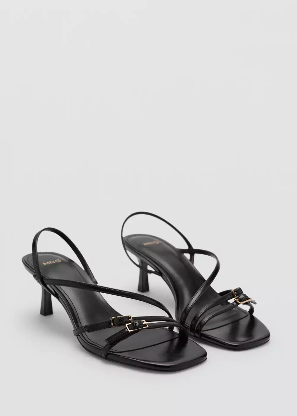 Sandales lanières talon kitten heel, MANGO