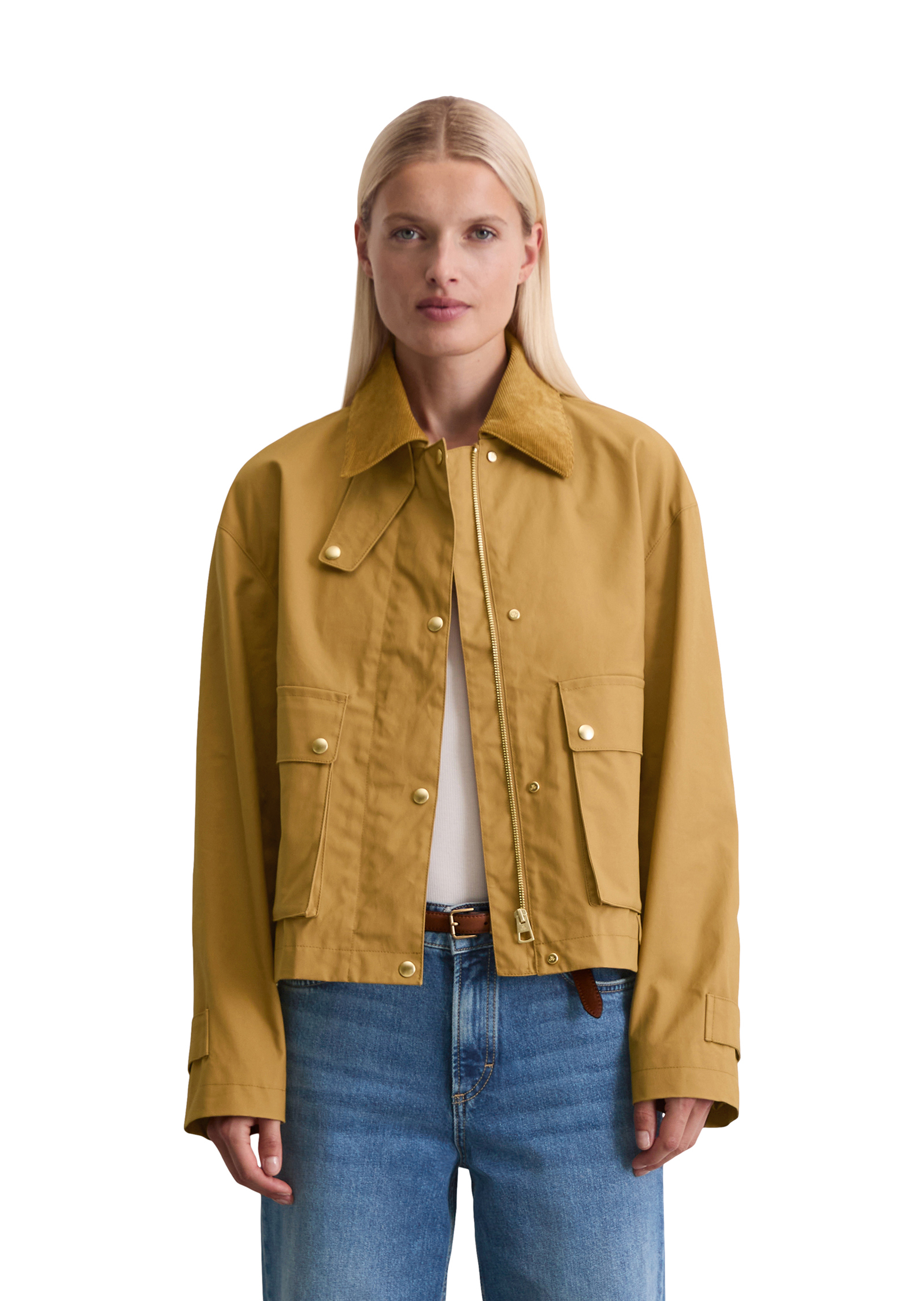 Barnjacket regular A-Shape en coton ciré, MARC O'POLO