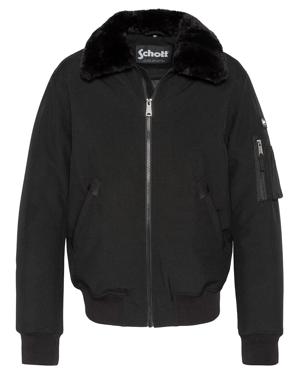 Blouson court col chemise, mi-saison, SCHOTT