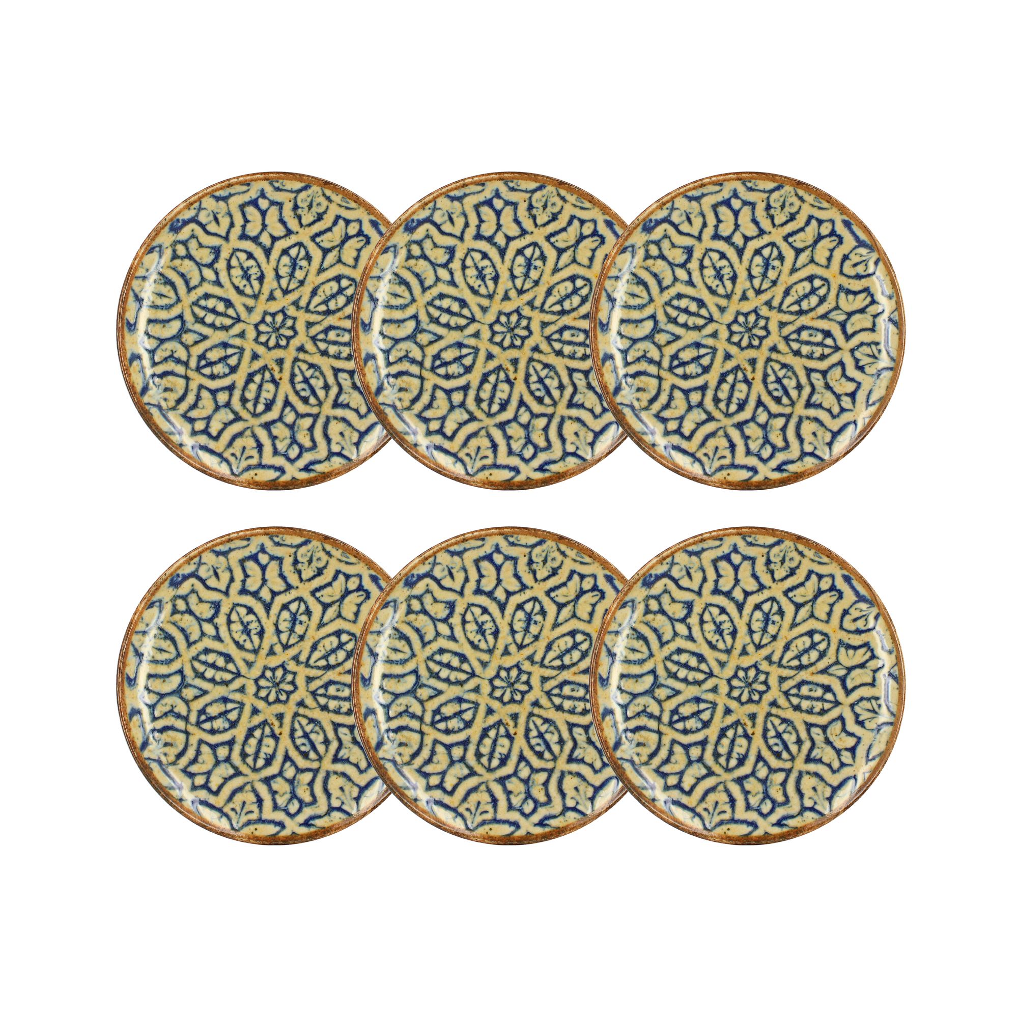 Lot de 6 assiettes à dessert 20cm en porcelaine, CALYPSO, OGO LIVING