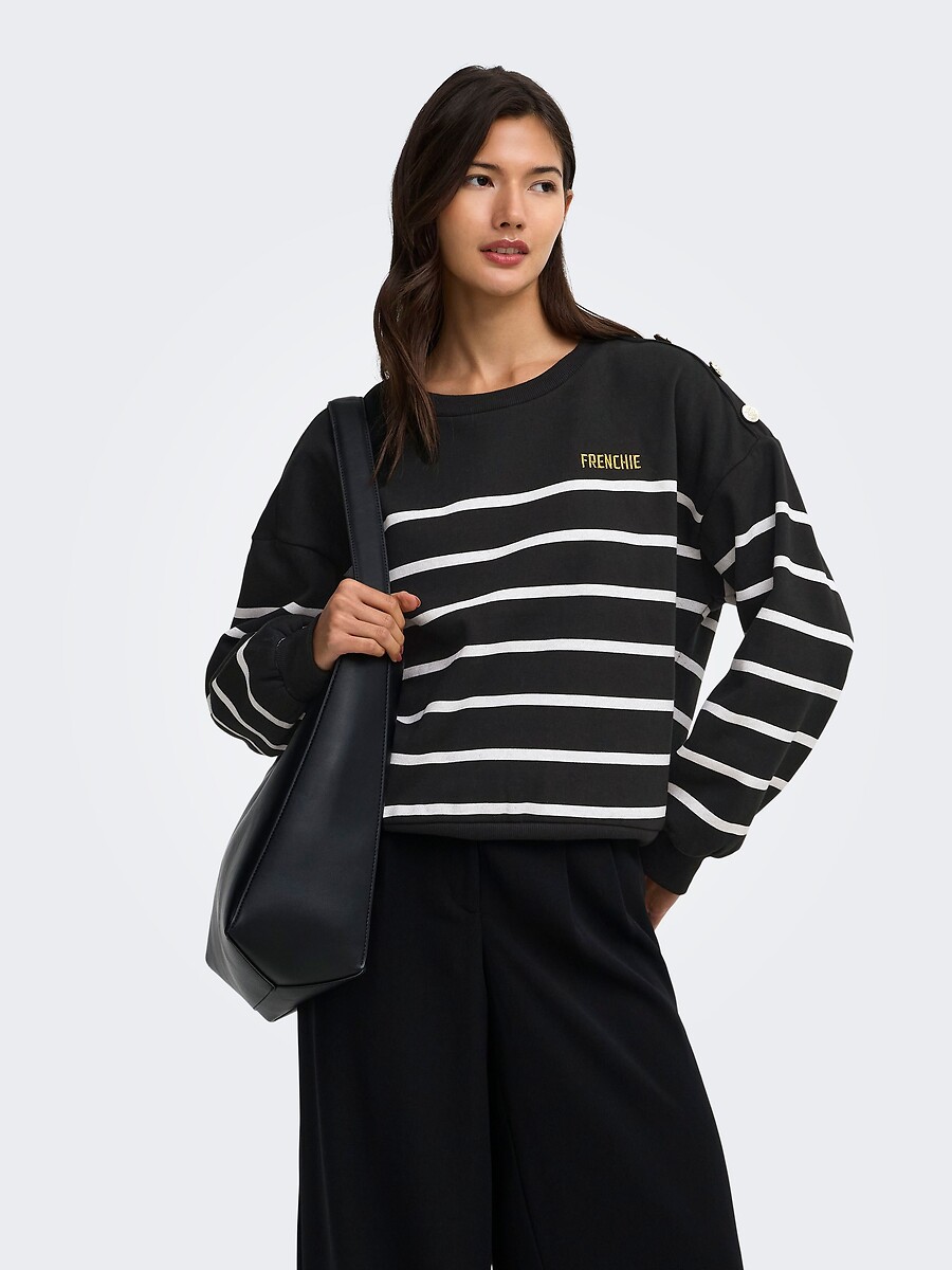 Striped Jumper with Shoulder Buttons, ONLY
