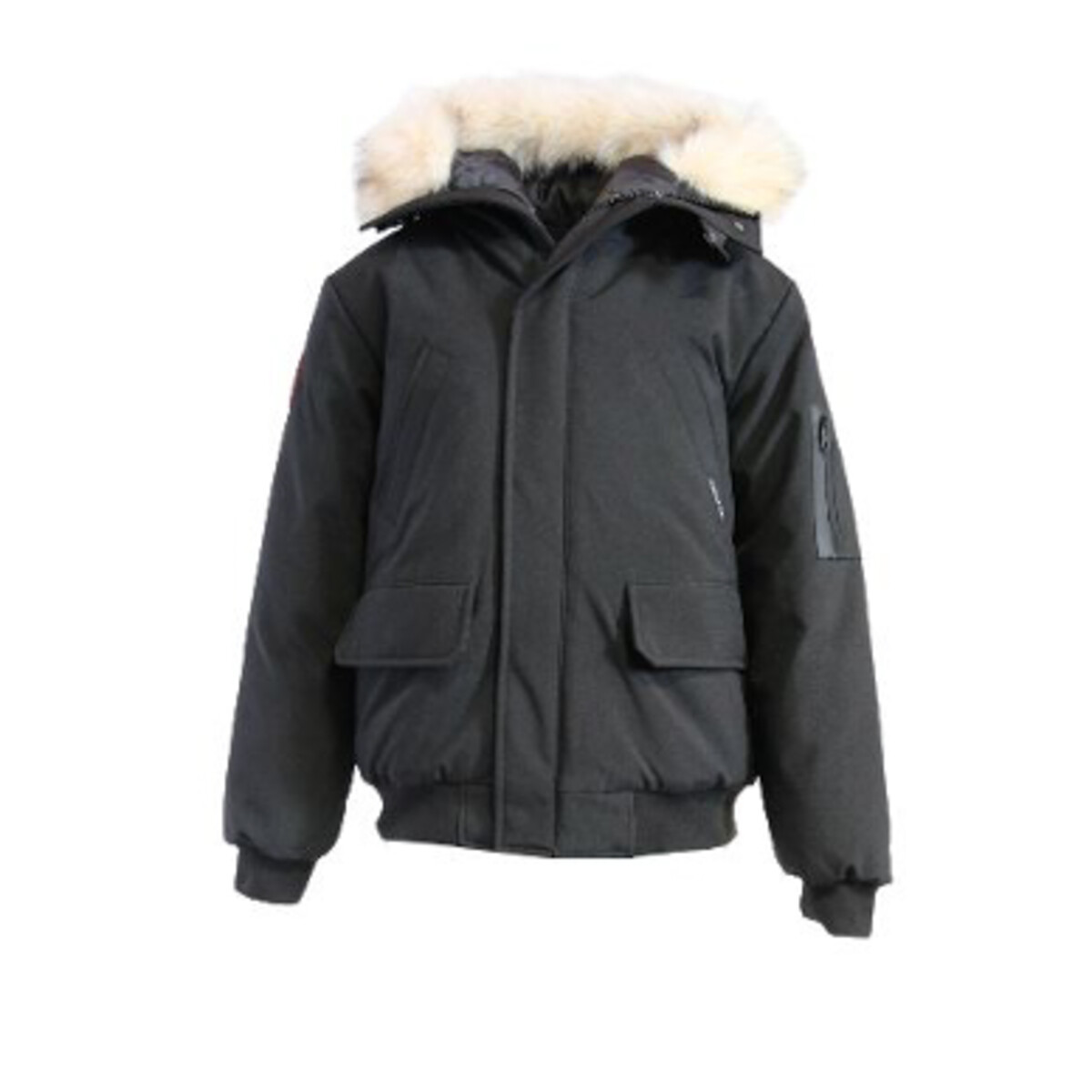 Short Hooded Parka with Faux Fur Trim