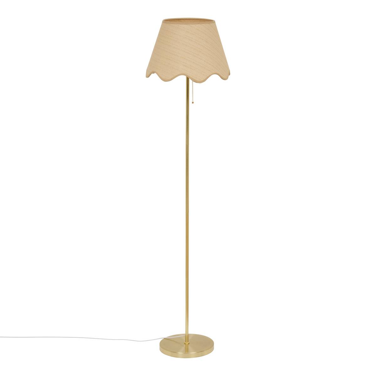 Lampadaire à abat-jour en papier tressé et pied métal FLORE, ATMOSPHERA