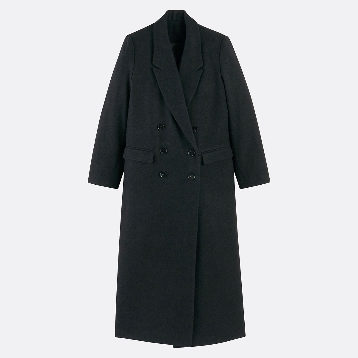 Manteau maxi long fermeture boutonnée, plein hiver