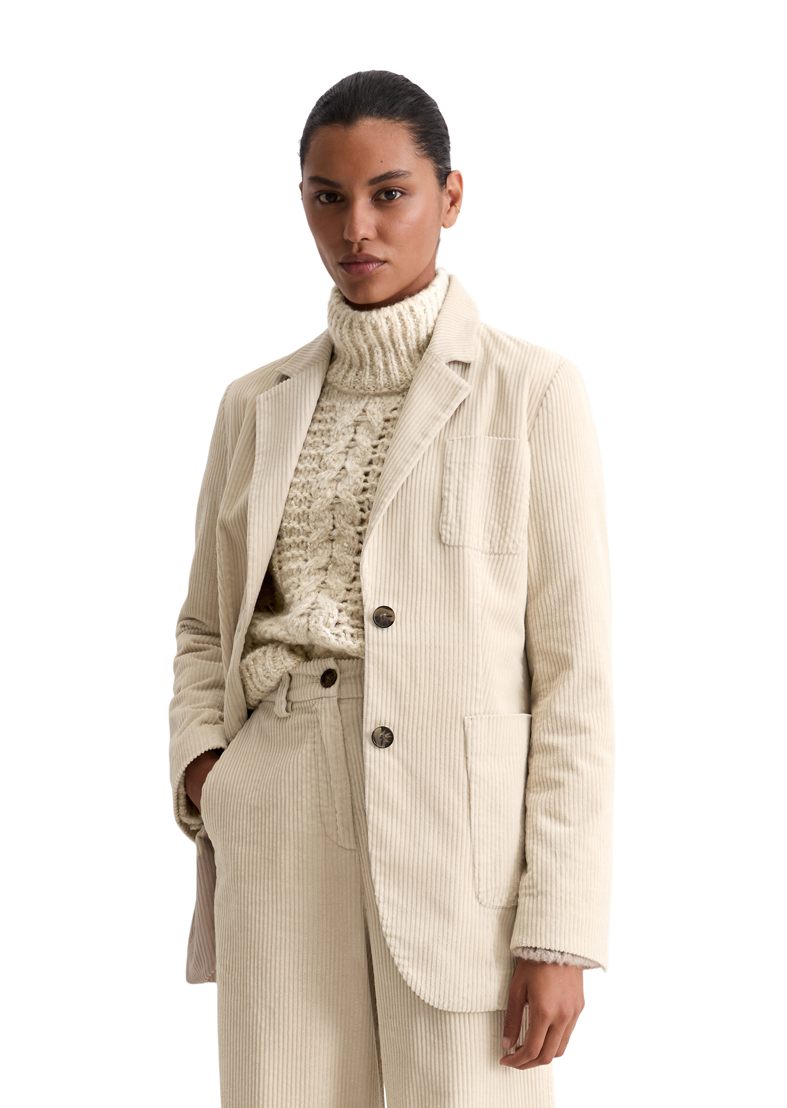 Blazer en velours côtelé shaped en pur coton organique, MARC O'POLO