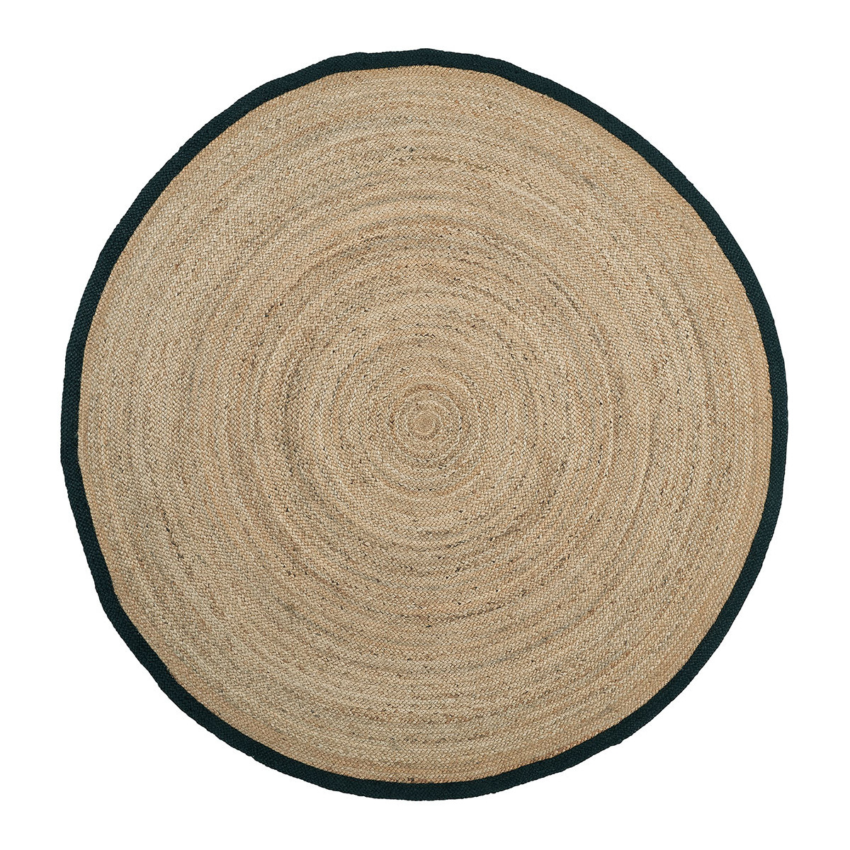 Tapis rond en jute ourlé, BLANC D’IVOIRE