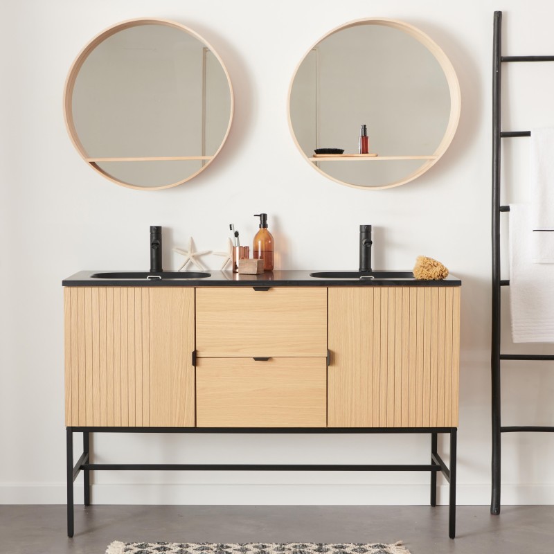 Meuble double vasque sur pieds chêne Studio, MOB IN