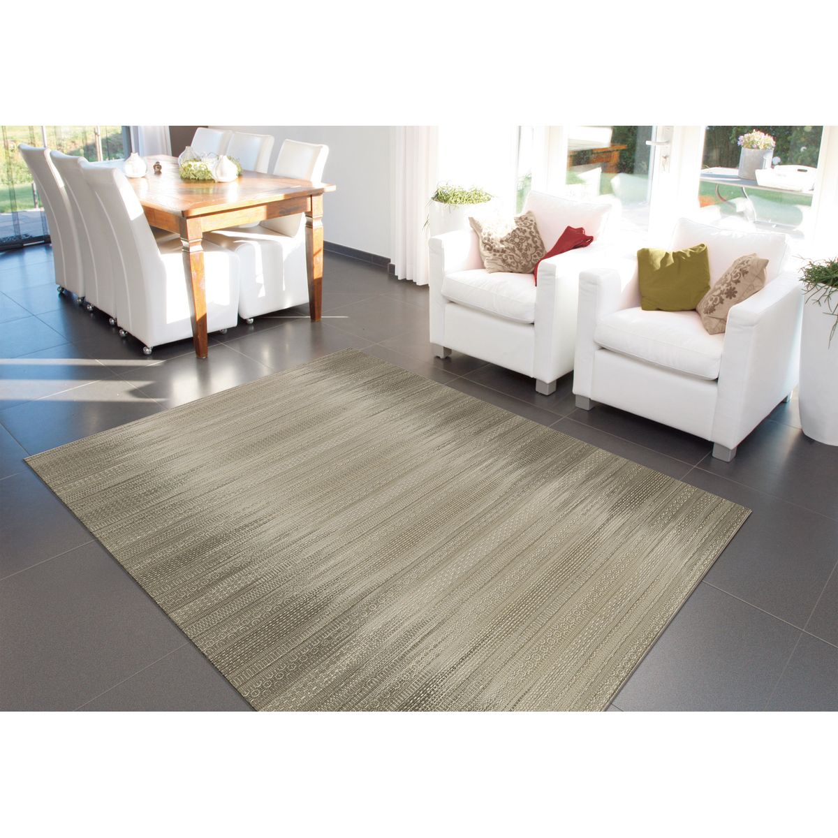 tapis a poils plats, au motif contemporain