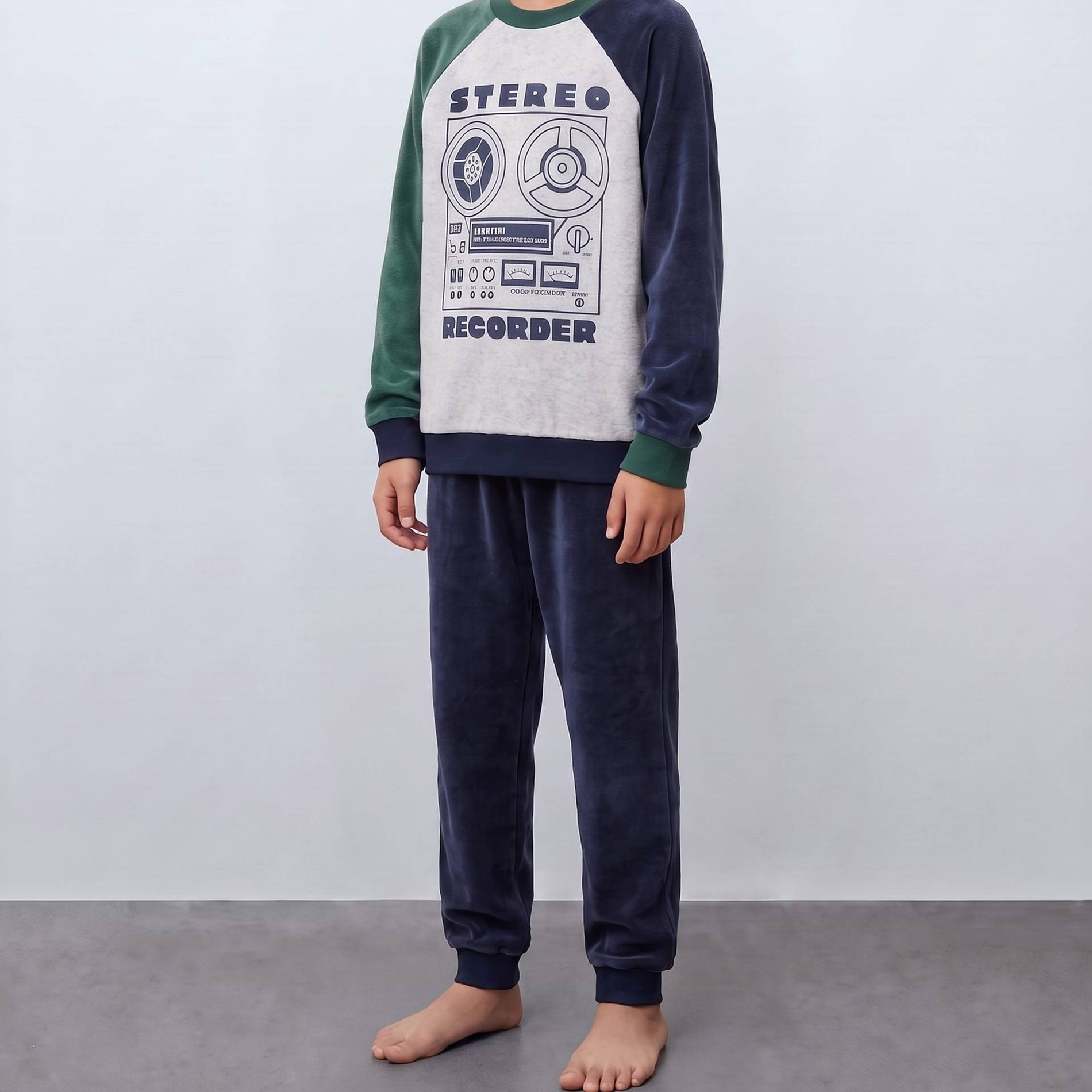 Pyjama velours manches longues imprimé en coton BIO GOTS, MONOPRIX
