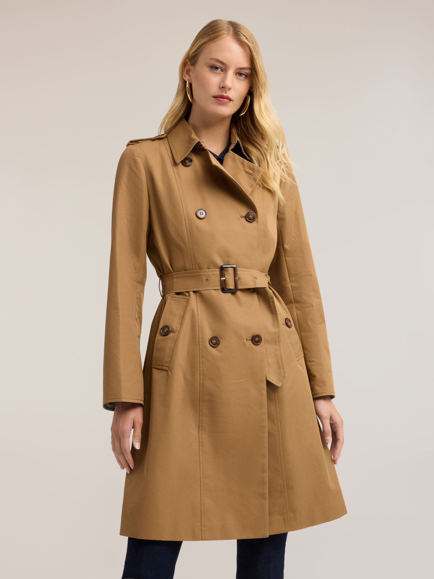 Trench ceinturé double boutonnage, MOTIVI