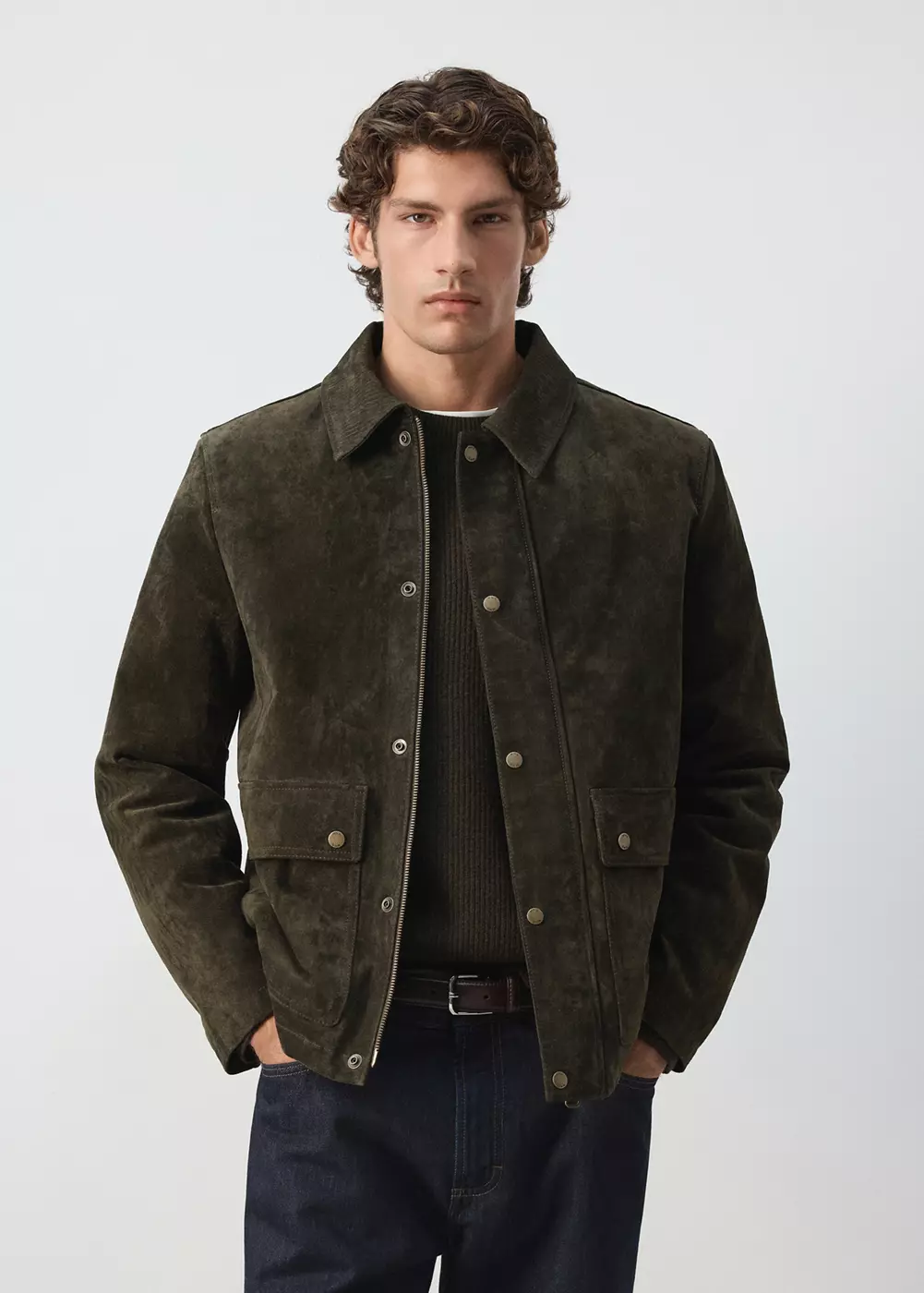 Veste 100 % cuir et daim, MANGO MAN