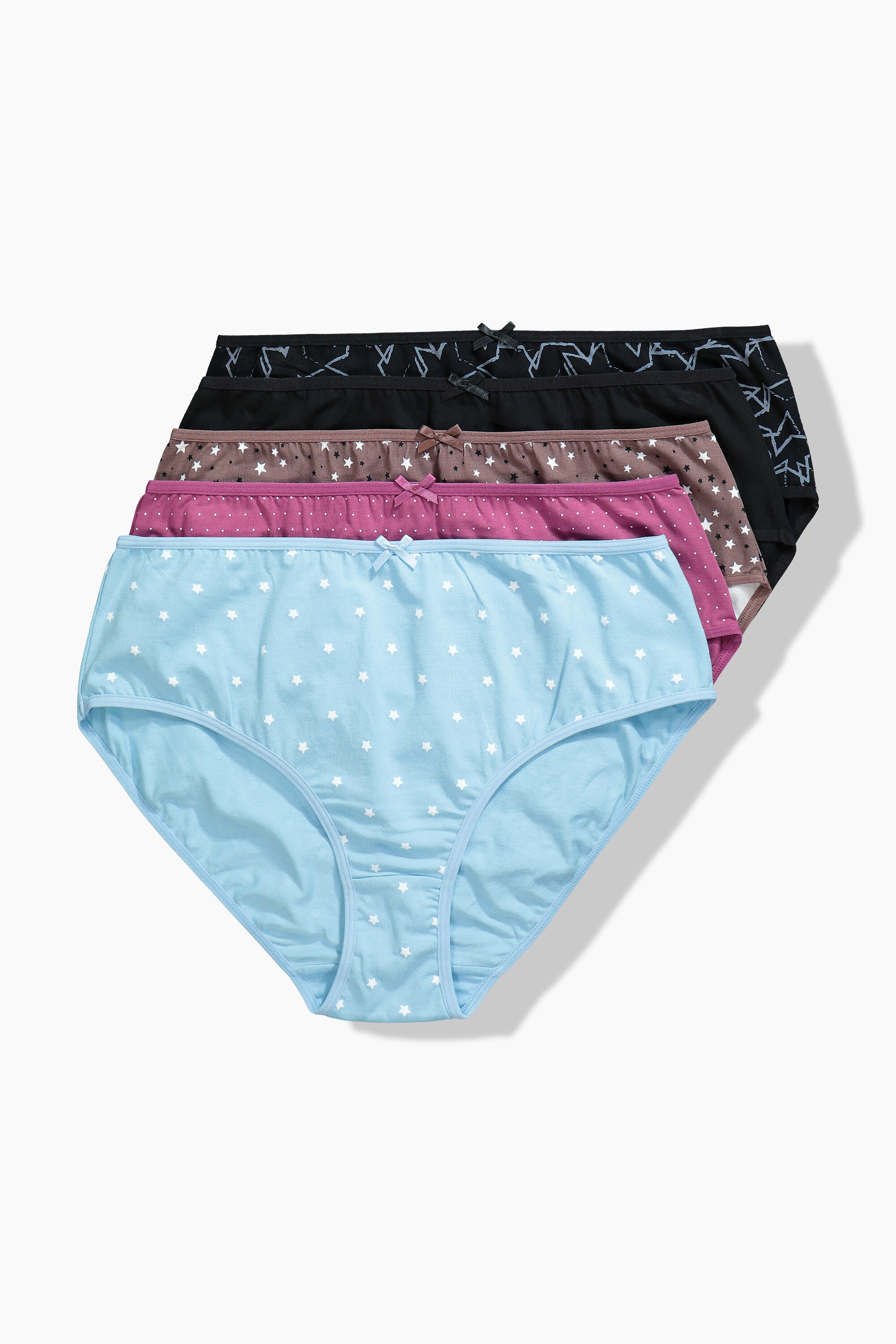 Lot de 5 culottes midi, motifs / couleur unie, ULLA POPKEN