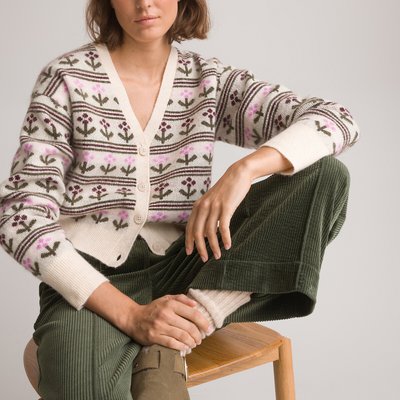 Floral Jacquard Knit Cardigan LA REDOUTE COLLECTIONS