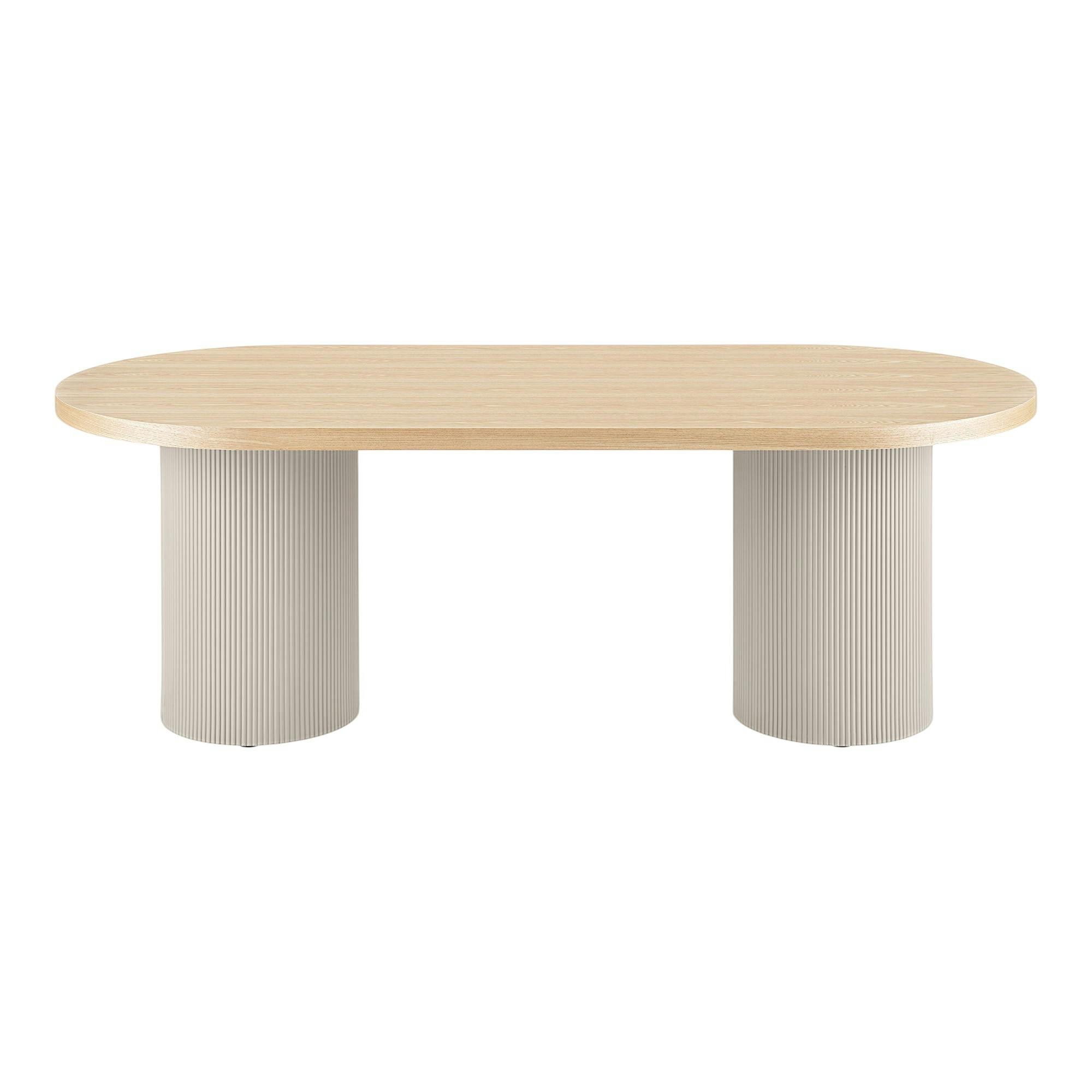 Table à manger ovale placage frêne pieds colonne 220 cm LISBONNE, PIER IMPORT