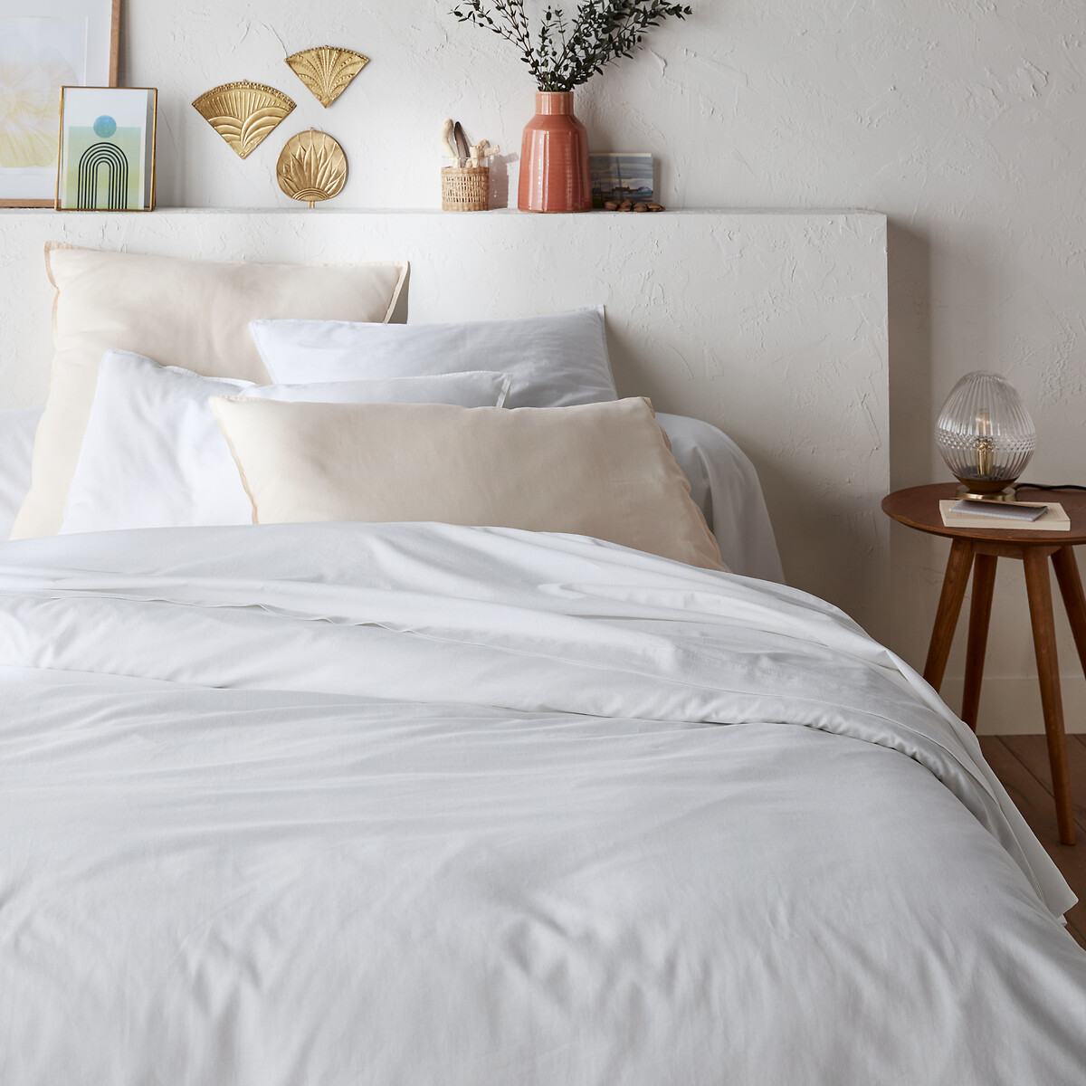 Funda protectora para almohada larga de felpa de algodón blanco La Redoute  Interieurs