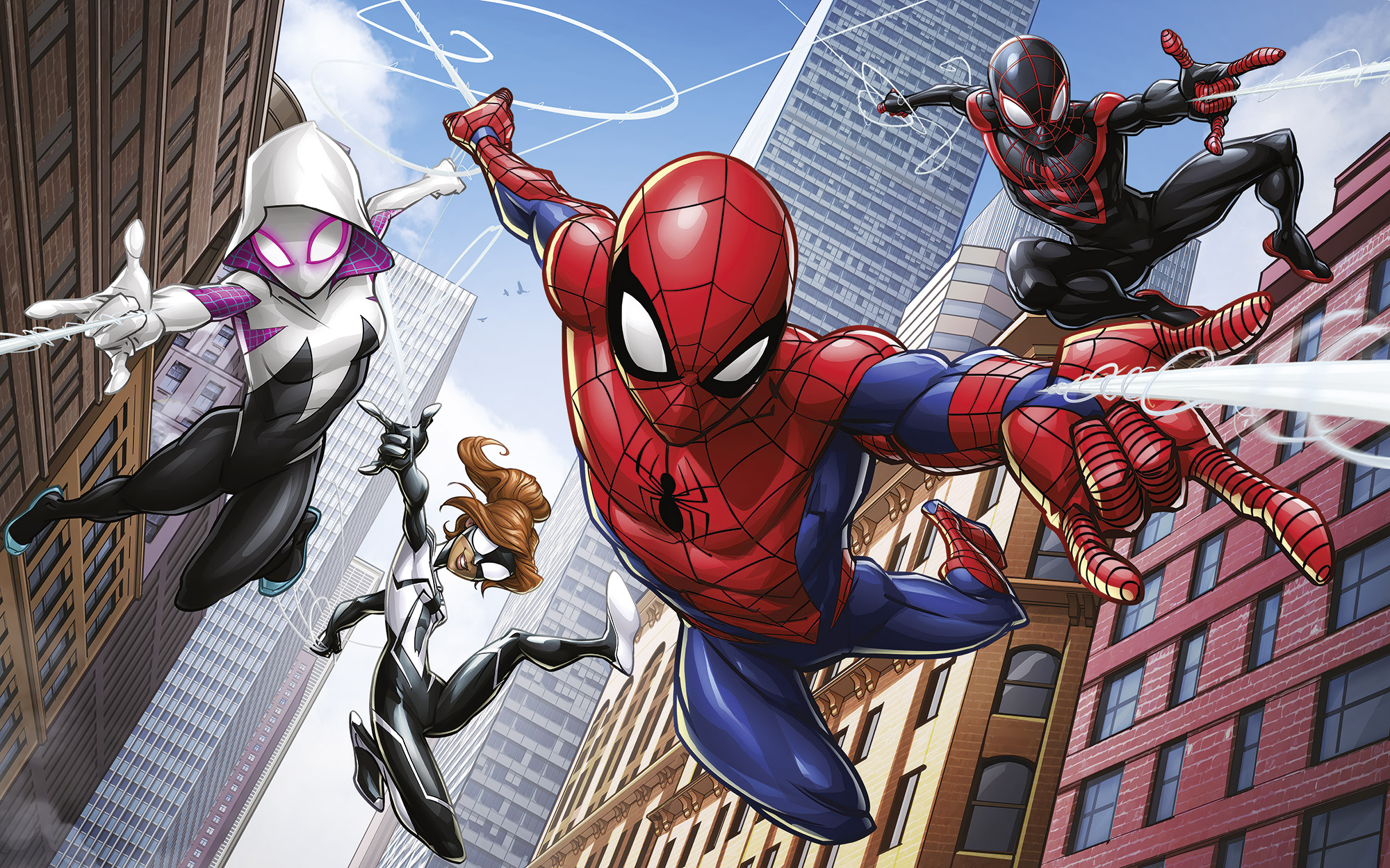 Papier peint Komar - Marvel Spider-Man Swinging Crew - 400 x 250 cm, HEXOA