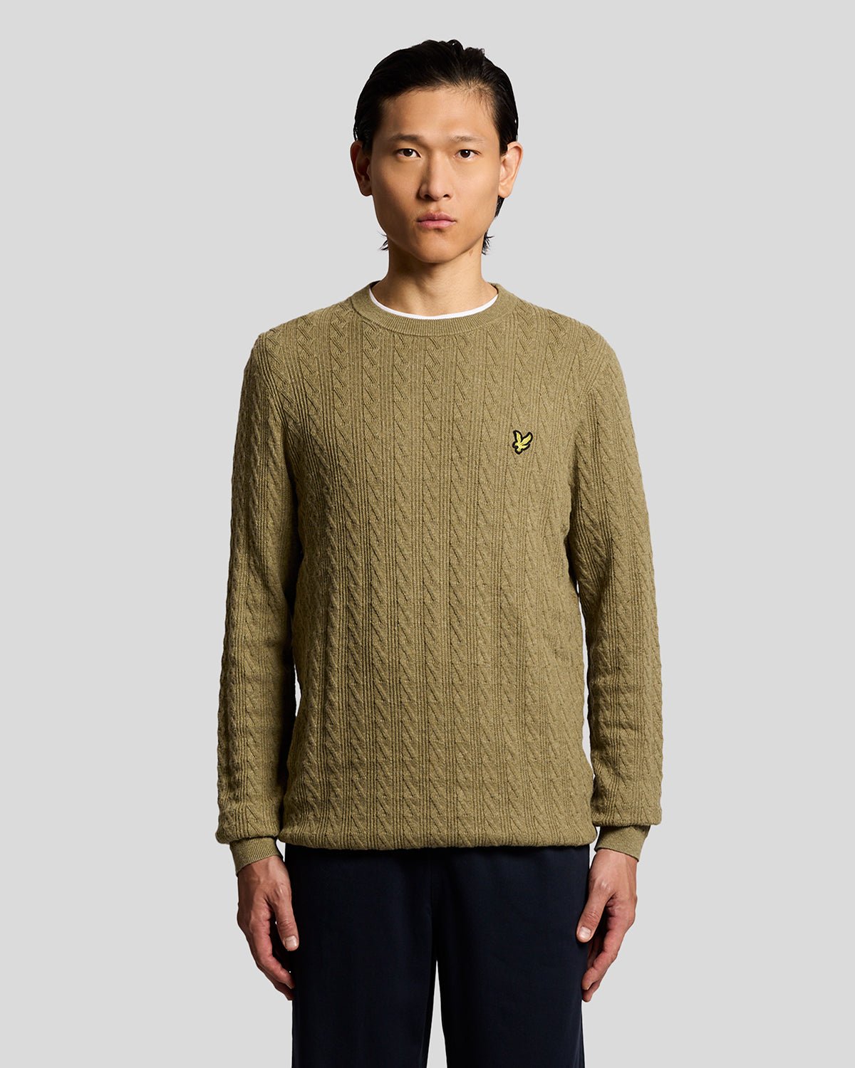 Pull en mélange de lin côtelé col rond, LYLE & SCOTT