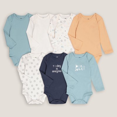 Pack of 7 Bodysuits with Long Sleeves in Cotton LA REDOUTE COLLECTIONS