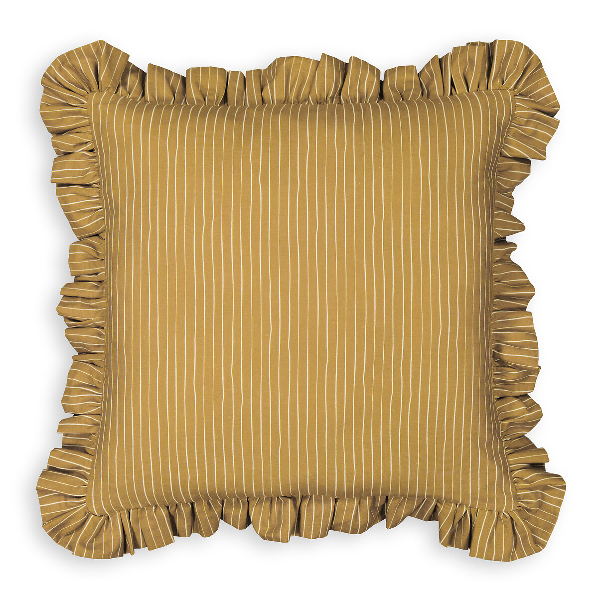 Emeline 40 x 40cm Striped Ruffle 100% Cotton Cushion Cover