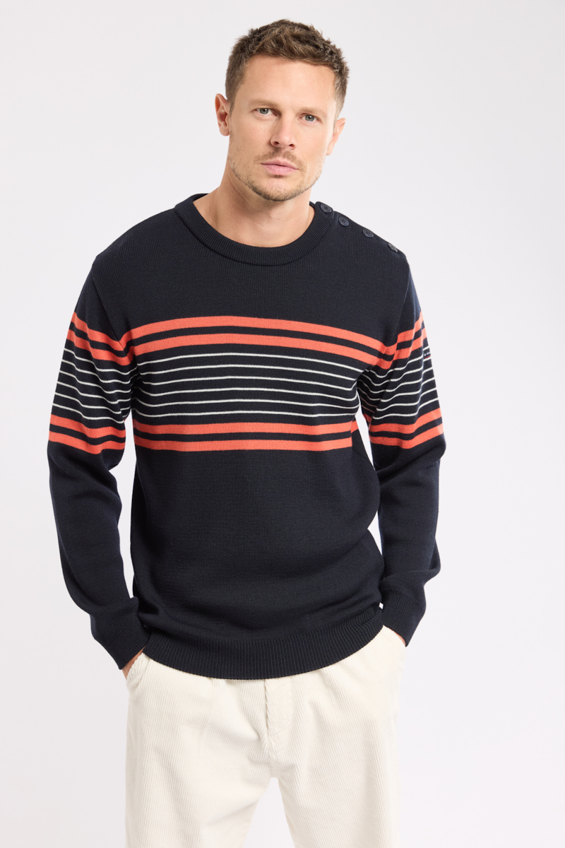 Pull marin rayé en laine pour homme, ARMOR-LUX