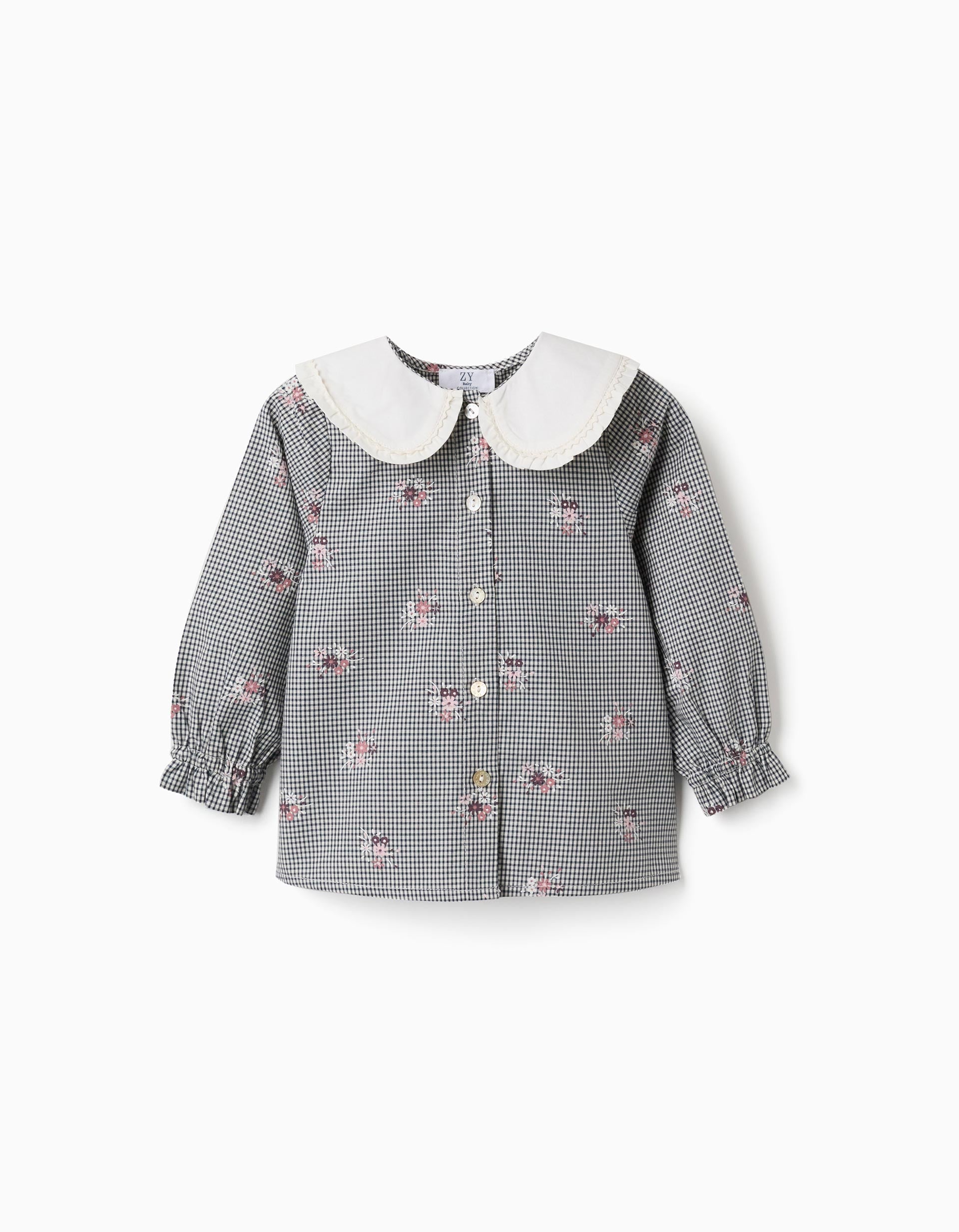 Chemise en coton à motif Vichy avec imprimé floral, ZIPPY