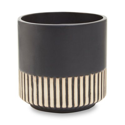 13cm Ceramic Striped Planter Black & Natural SO'HOME