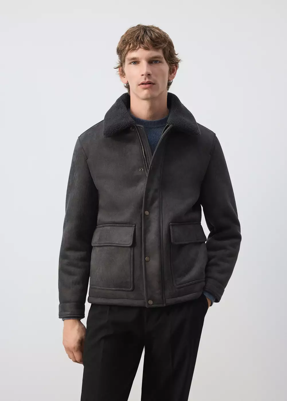 Veste effet daim à poches, MANGO MAN