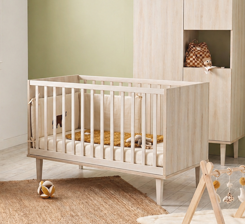 Lit évolutif 70x140 sur pieds- Little Big Bed en bois décor hêtre cendré, SAUTHON