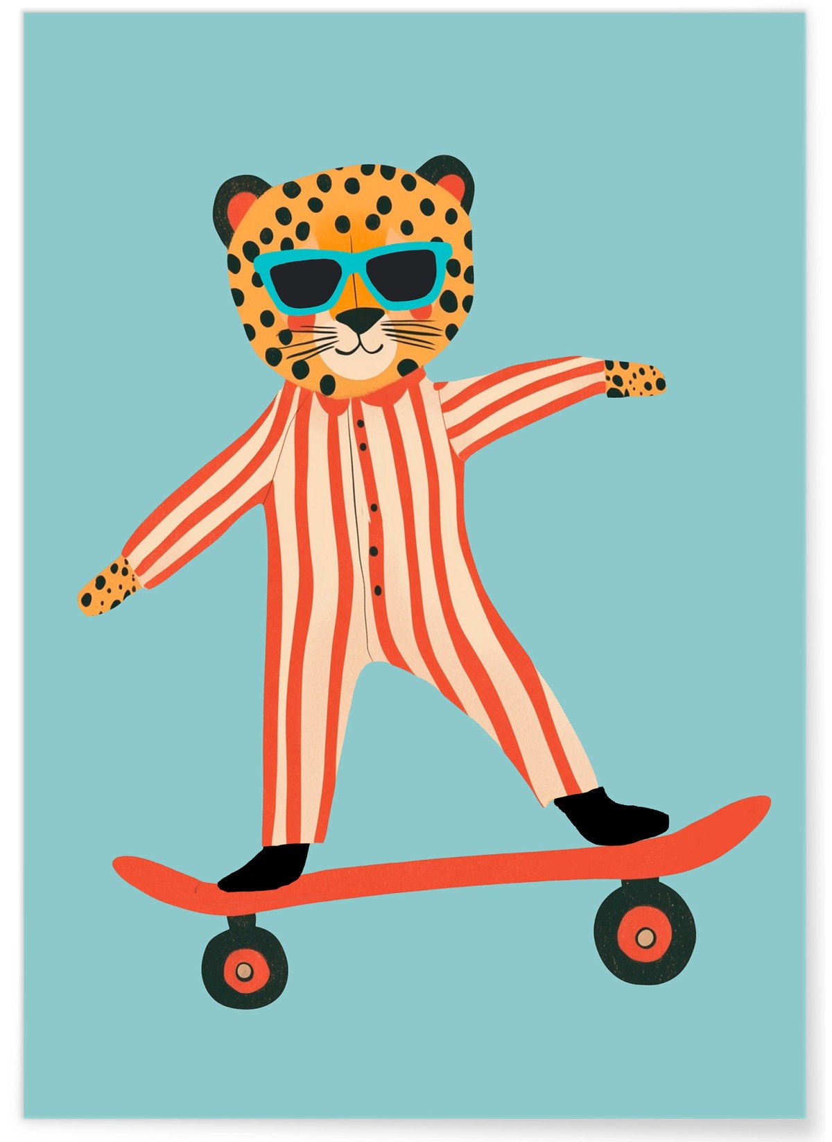 Affiche Guépard sur skateboard, L'AFFICHERIE