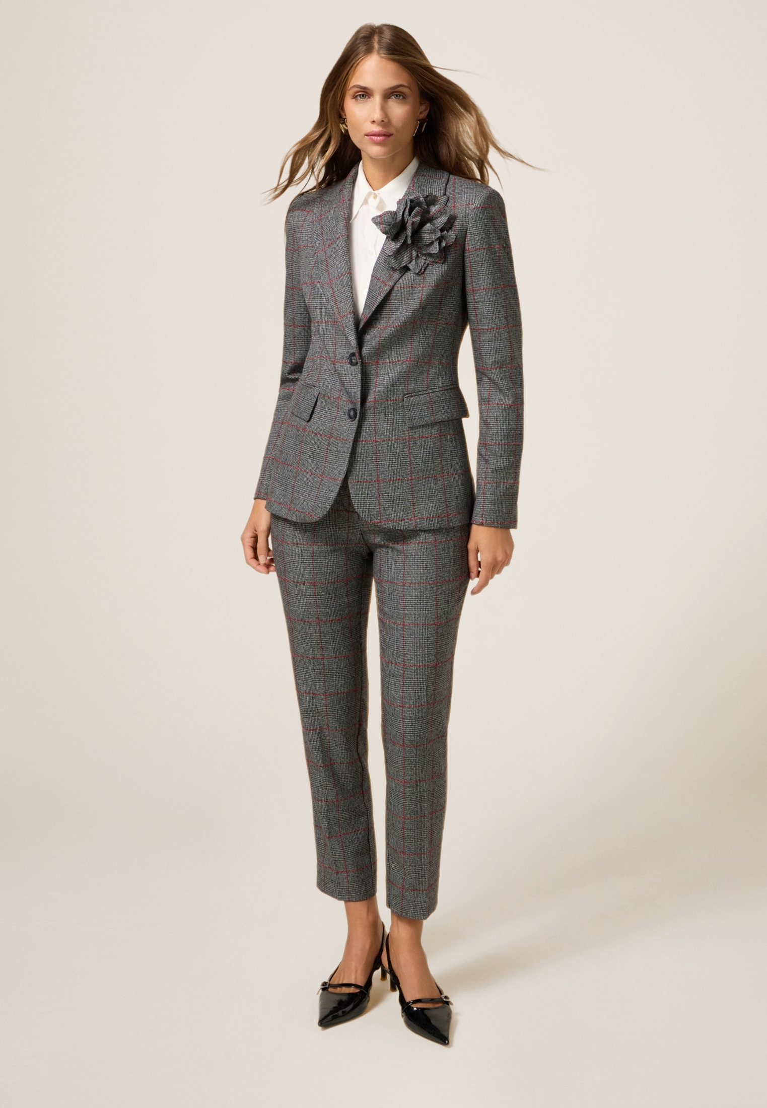 Blazer à carreaux avec broche, OLTRE