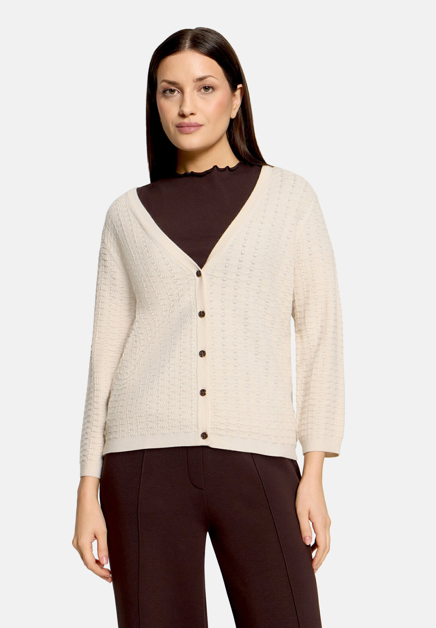 Cardigan en maille à encolure en v, CARTOON
