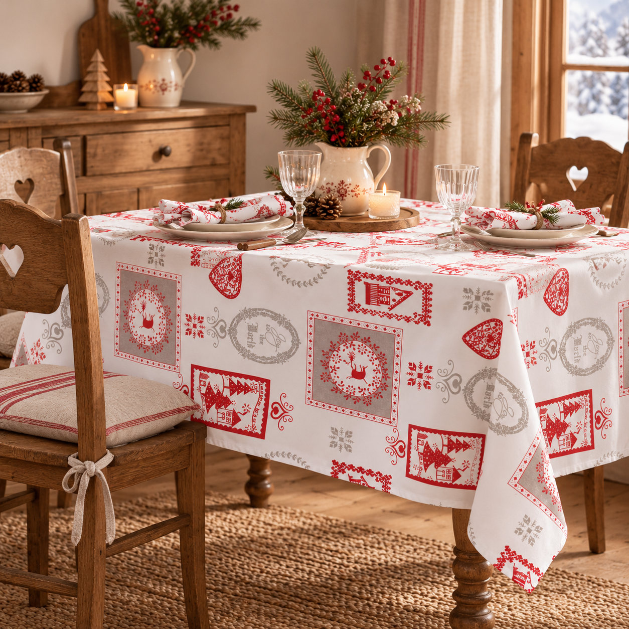 Nappe en coton WINTER – Esprit chalet montagne, LINANDELLE