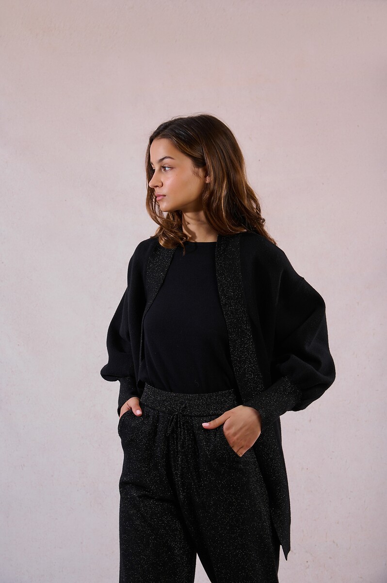 Iridescent Knit Open Cardigan, MOLLY BRACKEN