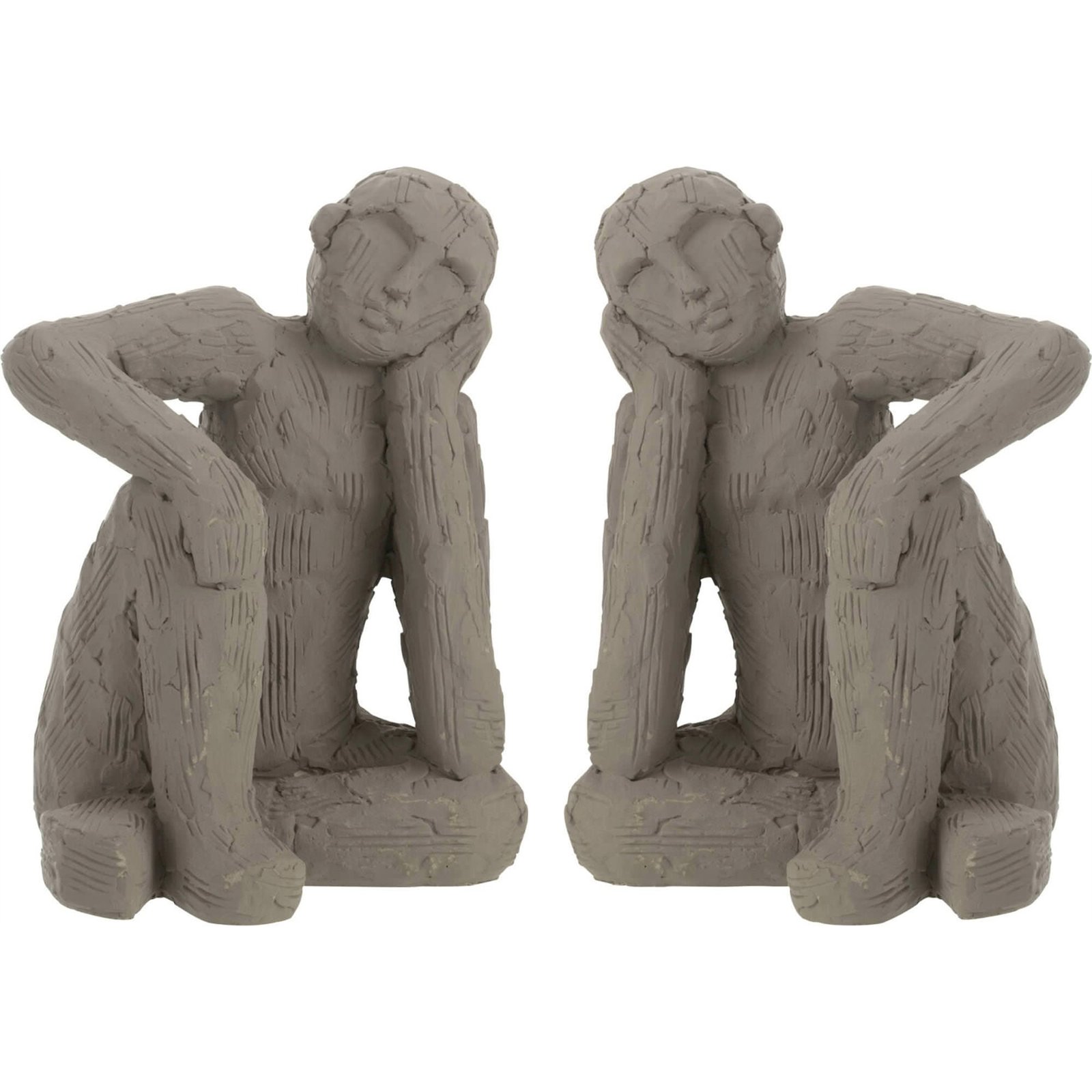 Serre-livres figurine assise en ciment, RECOLLECTION