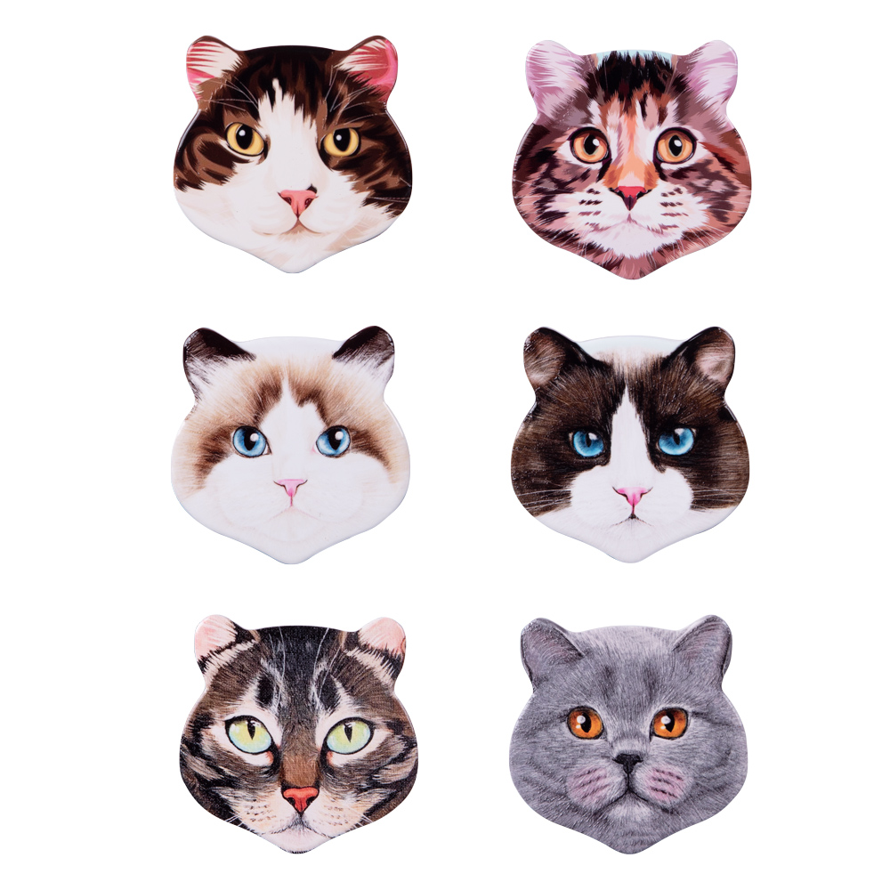 Set de 6 dessous de verre Chat 11 cm, TABLE PASSION
